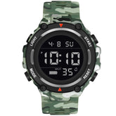 LOIS CARON  Sport Army Design Green Silicone Strap Sports Digital Watch - For Men LCDA8019